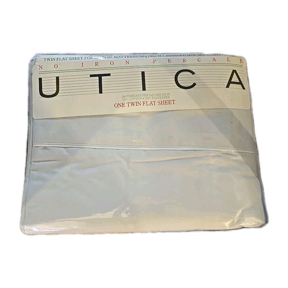 NEW Vintage UTICA‎ Pipeline No-Iron Percale One Twin Flat Sheet Set 39"x75"